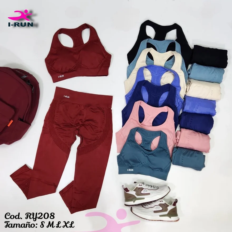Conjunto deportivo seamless I-RUN, top y calza, en varios colores